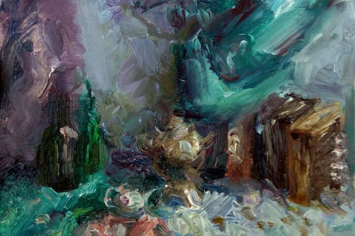 "Этюд самовар и гарм…" başlıklı Tablo Svoboda tarafından, Orijinal sanat, Petrol Ahşap panel üzerine monte edilmiş