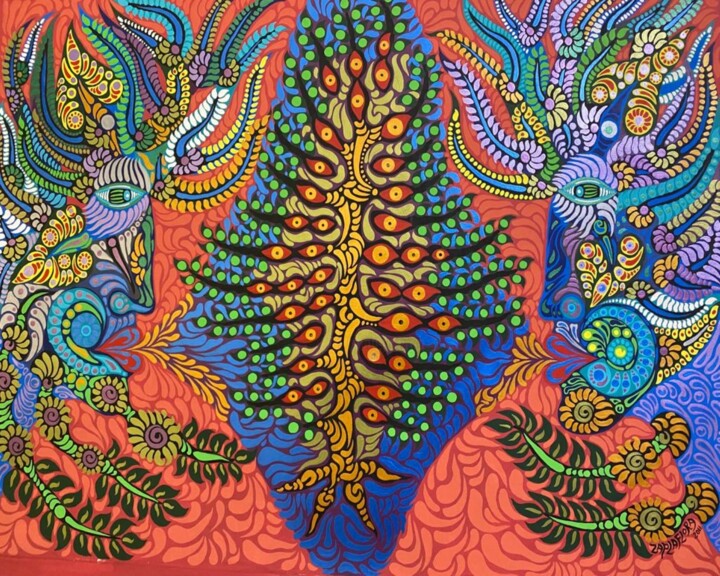 The Messengers of the Tree of Life 绘画, 29.9x40.2 in