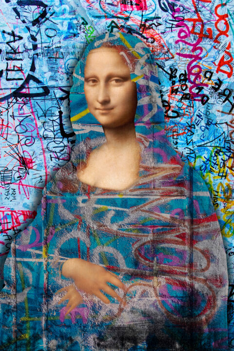 Leonardo da Vinci's Portrait of Mona Lisa del Giocondo Graff 绘画, 24x16 in
