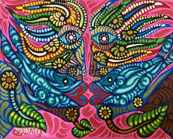 Kiss in the Jungle / "The Jungle" Collection 绘画, 16.1x20.1 in