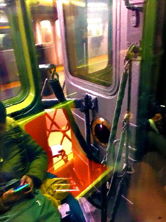 Painting On The New York City Subway 绘画, 36x27 in