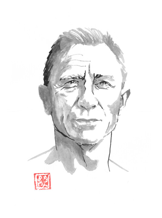 Drawing titled "daniel craig 2" by Péchane, Original Artwork, Watercolor