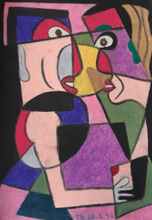 L' Amour Vache Painting, 19.7x13.8 in