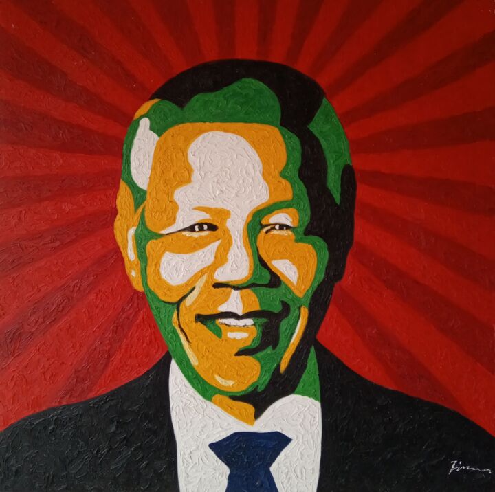 Nelson Mandela acrylic painting on canvas 绘画, 31.3x31.3 in