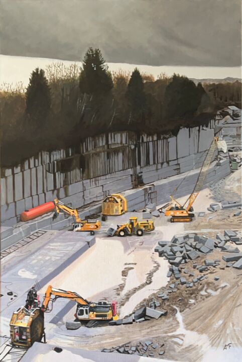 Peinture intitulée "Front de taille" par Arnaud Feuga, Œuvre d'art originale, Huile Monté sur Châssis en bois