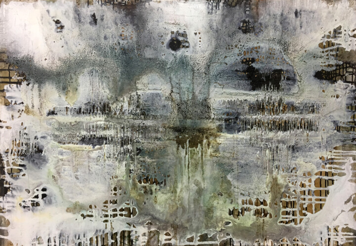 Schwarzweiß Grün Strukturen / Originalbild 绘画, 35.4x51.2 in