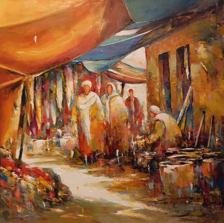 Promenade au souk 绘画, 23.6x23.6 in