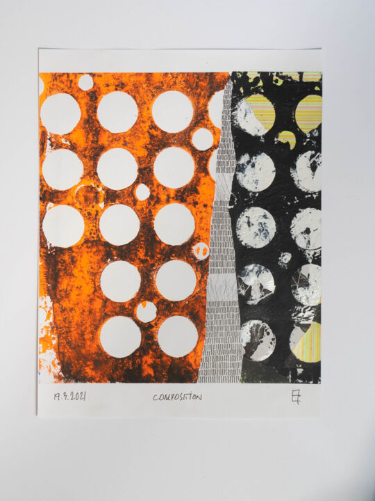 Collage cirkelstructuur 1 拼贴, 27.6x19.7 in