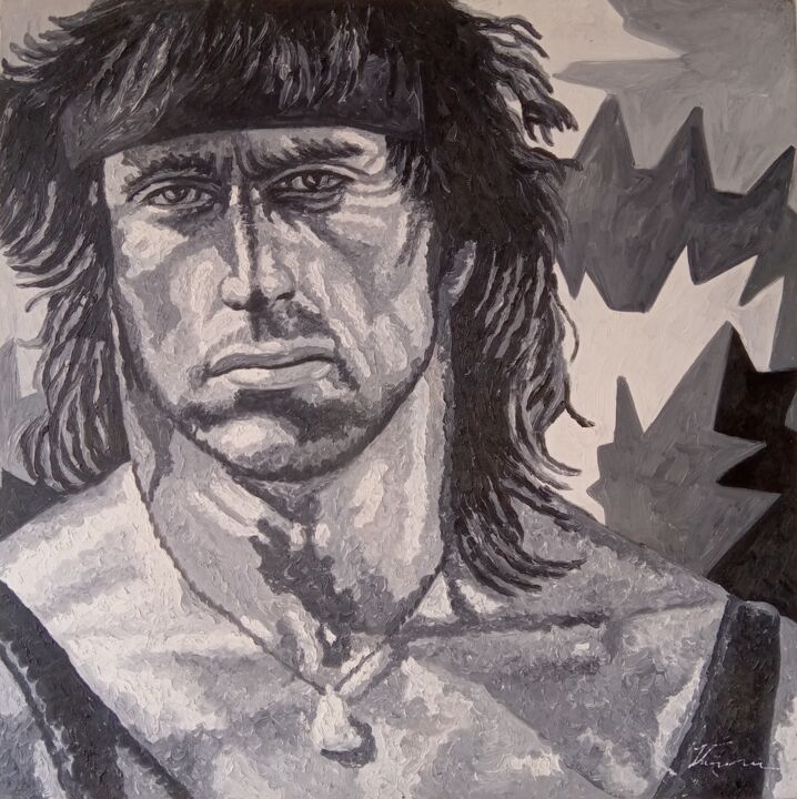 Sylvester Stallone acrylic painting on canvas 绘画, 31.3x31.2 in