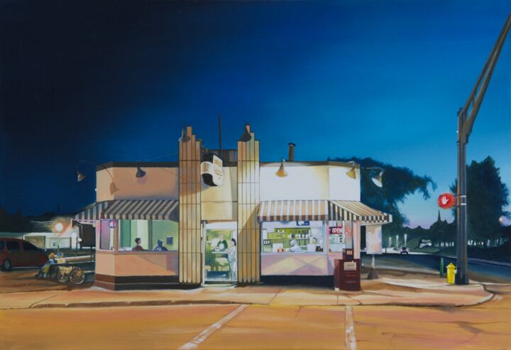 "Powers Hamburgers" başlıklı Tablo Alain Retiere tarafından, Orijinal sanat, Petrol