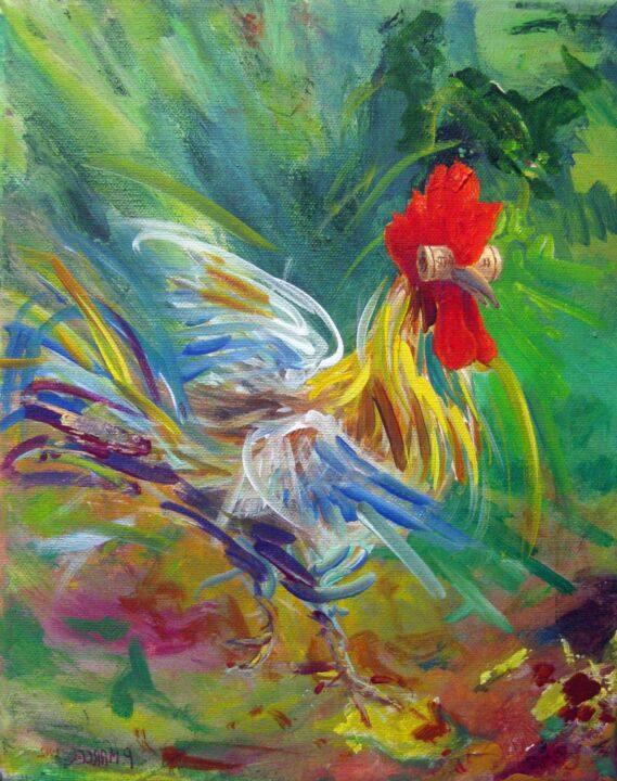 COQ AU VIN en art contemporain 绘画, 11.8x9.5 in