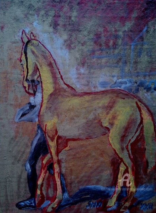 Le cheval d'OR 绘画, 22.8x14.8 in