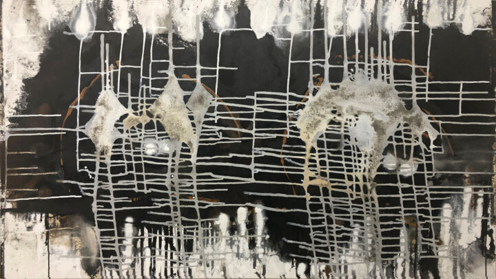 Schwarzweiß Stripes / Originalbild 绘画, 35.4x63 in