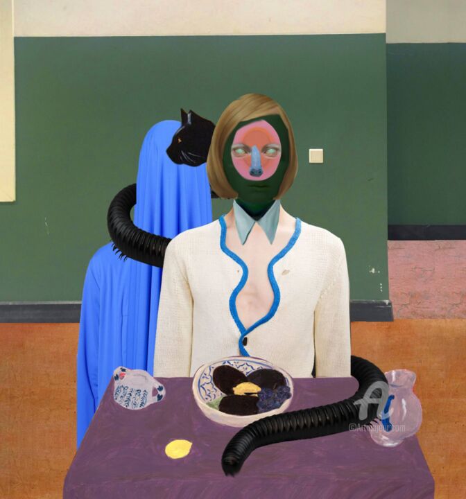 breakfast with schrodinger 绘画, 43.3x43.3 in