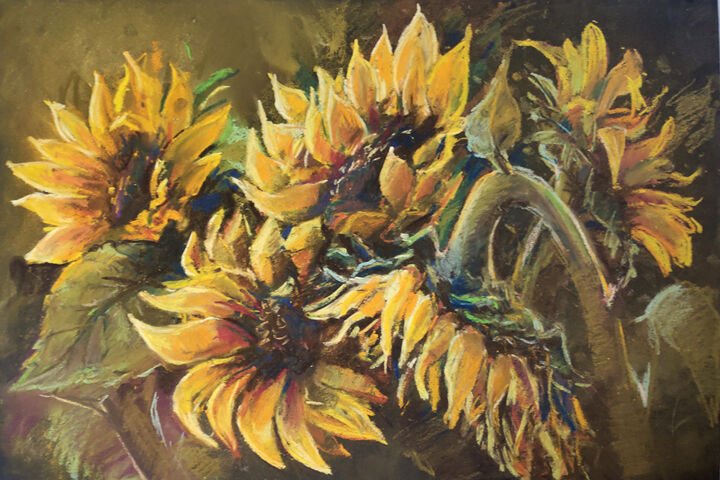 Sunflowers 绘画, 16.5x10.6 in