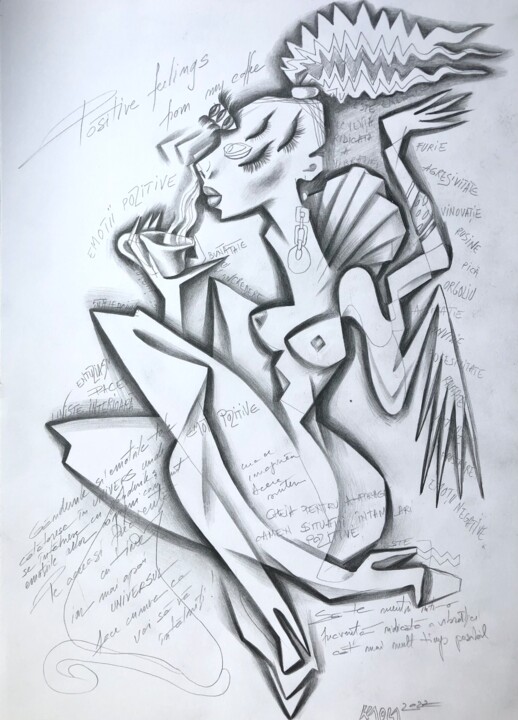 Positive feelings from my coffee 图画, 11.8x7.9 in