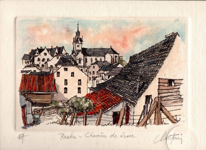 Redu - Chemin de Lesse Printmaking, 5.5x7.5 in