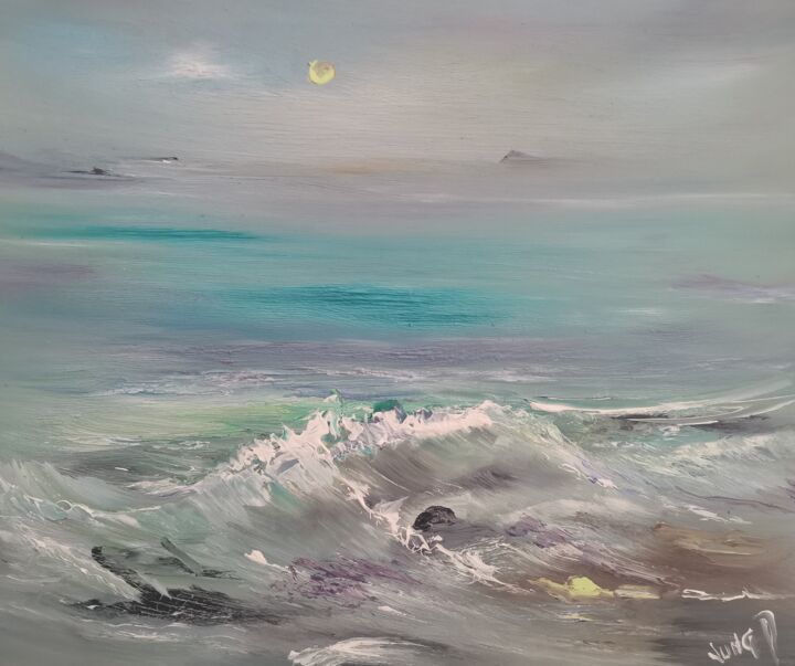 Painting titled "Abstract wave" by Pascal Jung, Original Artwork, Oil