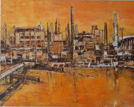 Usine au couchant 绘画, 25.6x31.9 in
