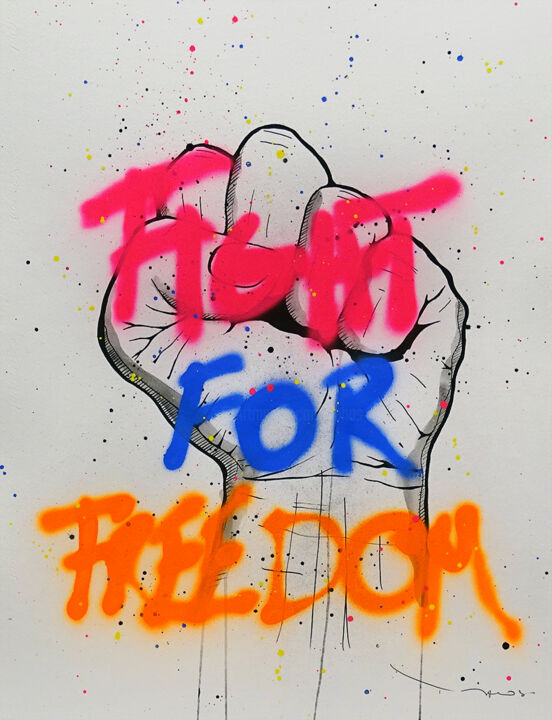 Tehos - Fight for freedom 绘画, 25.6x19.7 in