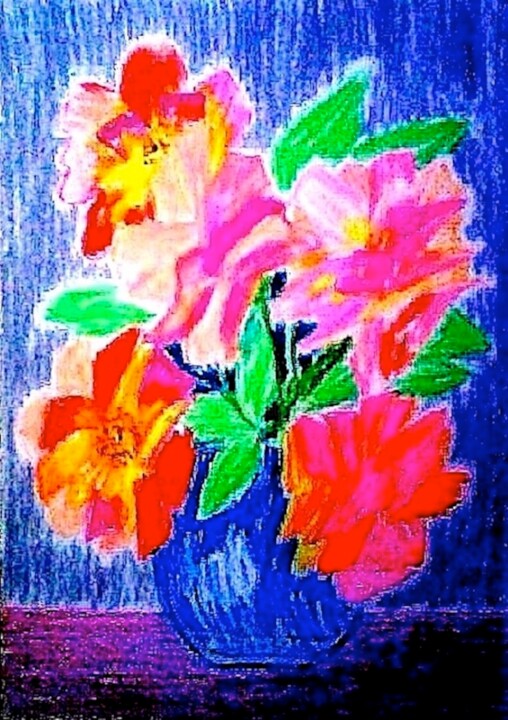 Roses In Vase 绘画, 11.8x8.3 in