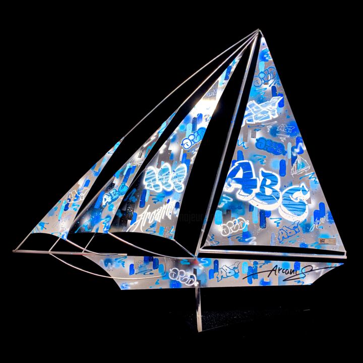 Le Bateau Vandal Bleu 雕塑, 21.7x27.6 in