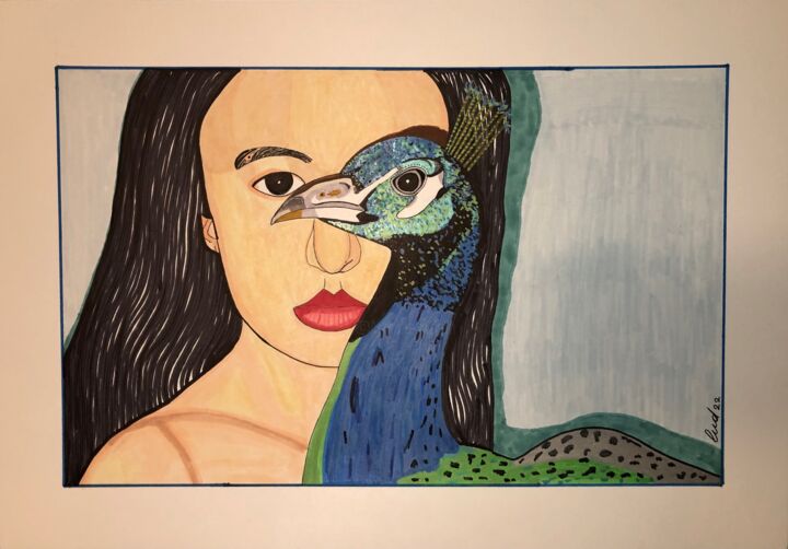Peacock in the eye 绘画, 13x18.9 in