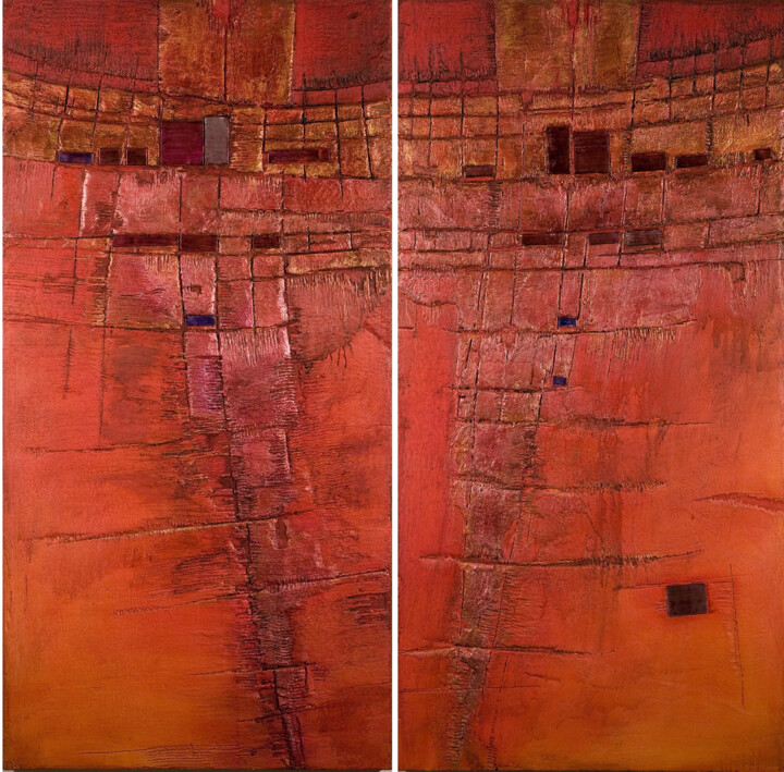 Rot - Struktur Originalbild 2-teilig - Preisgekrönt 绘画, 59.1x59.8 in