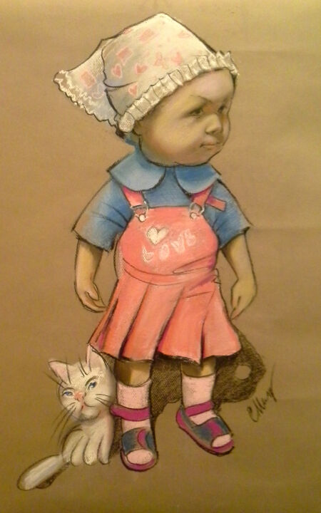 제목이 "Child portrait Baby…"인 그림 Margo Miro로, 원작, 파스텔