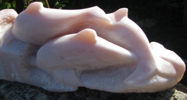 Sculpture intitulée "Les dauphins s'amus…" par Jean-Noël Le Junter, Œuvre d'art originale, Pierre