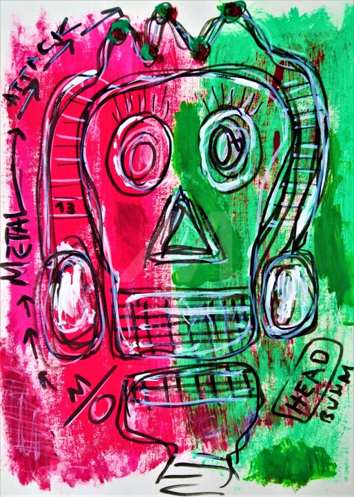 Abstract. Street art style. Skull. 绘画, 13.8x9.8 in