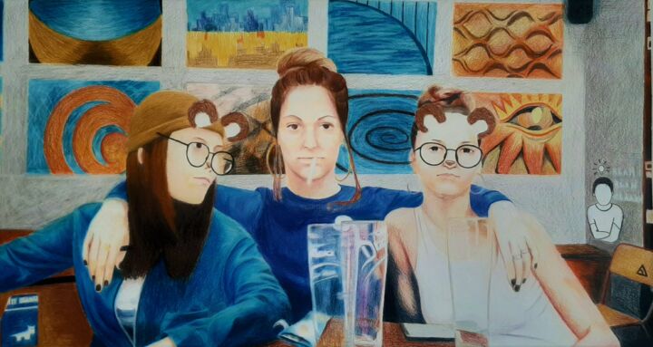 「Friends」というタイトルの描画 Veronika Postaによって, オリジナルのアートワーク, 鉛筆