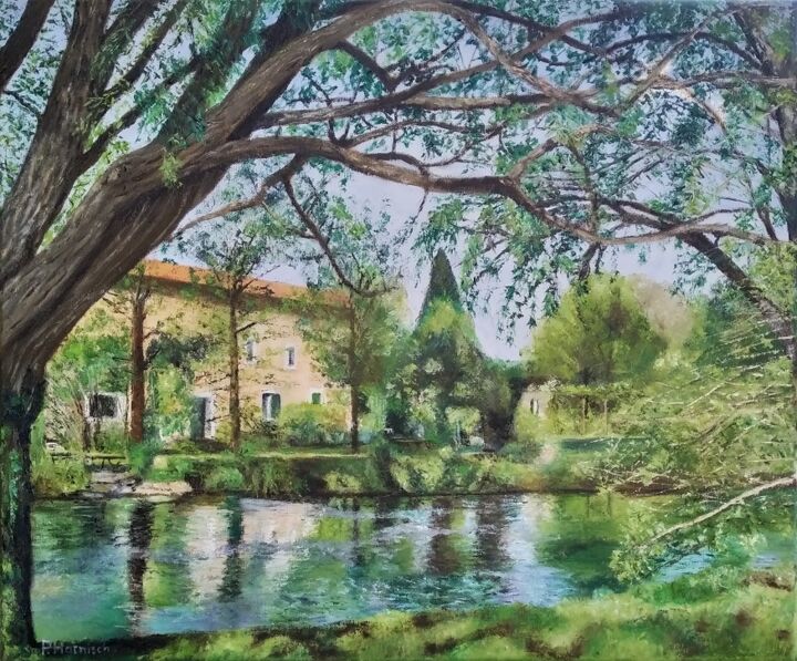 Peinture intitulée "Reflets de Sorgue" par Pascale Harnisch, Œuvre d'art originale, Huile