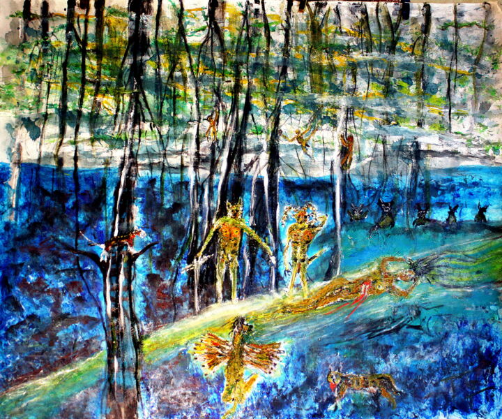 Peinture intitulée "PARADIS PERDUS 1" par Gillsman, Œuvre d'art originale, Acrylique