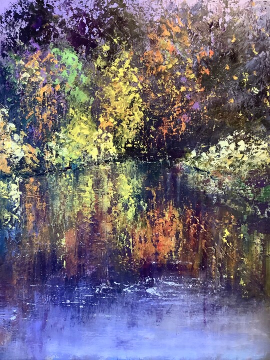 Peinture intitulée "Des ronds dans l’eau" par Anne Vignau, Œuvre d'art originale, Acrylique