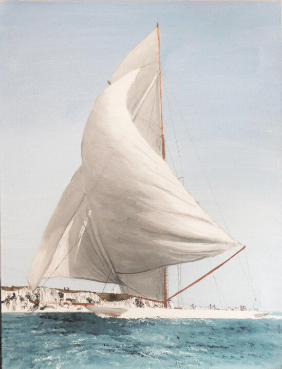 Painting titled "Reliance, 1903 Amer…" by Jim Fischer, Original Artwork, Oil