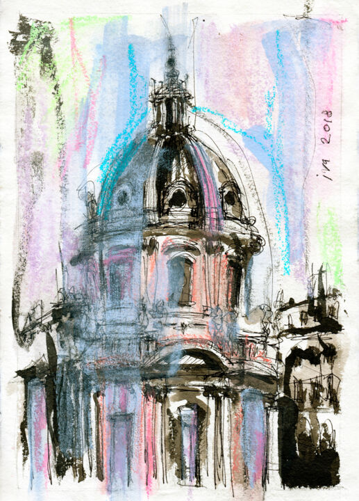 Rome Drawing, 12x8.5 in