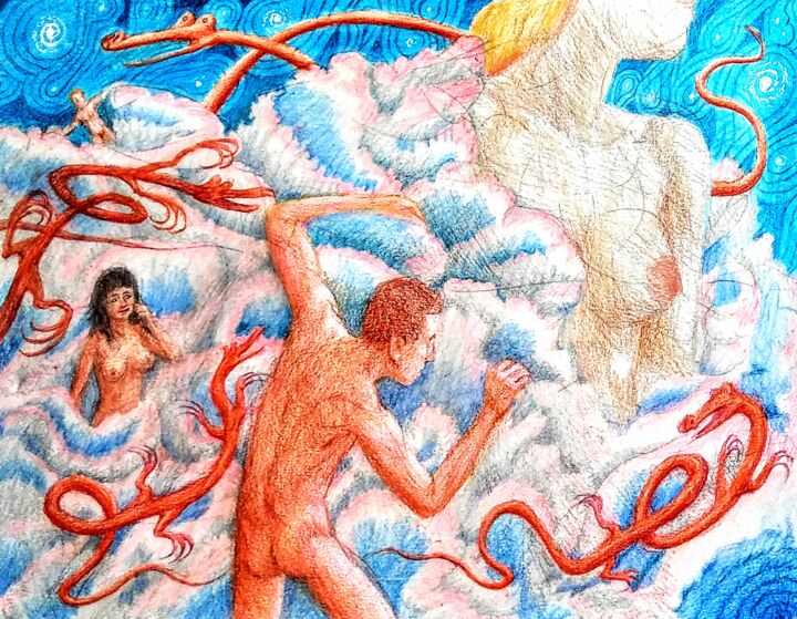 Frustrated Lovers and Serpents 图画, 11x14 in