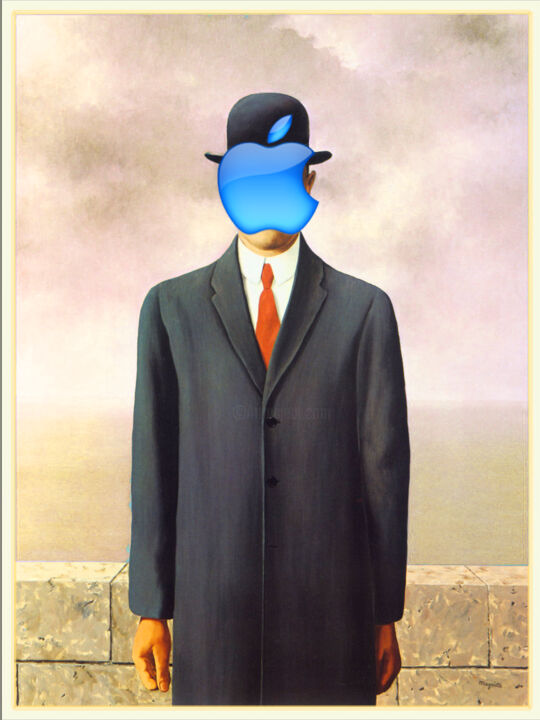 Rene Magritte Son Of Man Apple Computer , 絵画 Tony Rubino Rene Magritte Son Of Man Apple Computer , 絵画 Tony Rubino