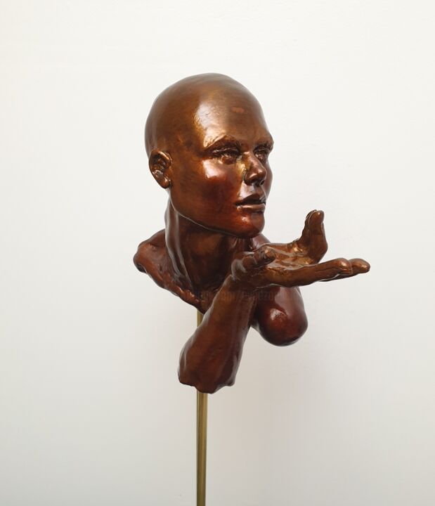 Sculpture intitulée "la caresse du print…" par Eva Czaplicki, Œuvre d'art originale, Coulage