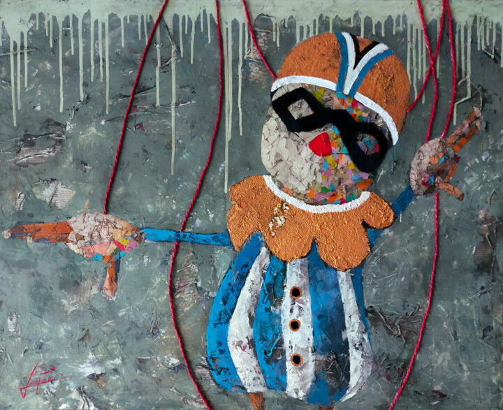 Painting titled "PUPPET SERIES 0003" by Josep Pozo, Original Artwork, Acrylic Mounted on Wood Panel