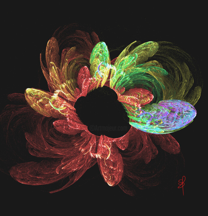Digitale Kunst getiteld "peut etre une fleur" door Manoella Fouquet, Origineel Kunstwerk, Digitaal Schilderwerk Gemonteerd o…