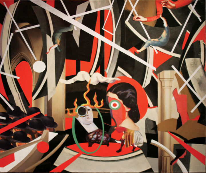 Le cirque rouge 拼贴, 15.8x15.8 in