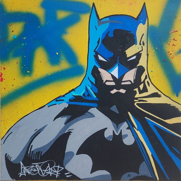 Street art Batman 2022 绘画, 15.8x15.8 in