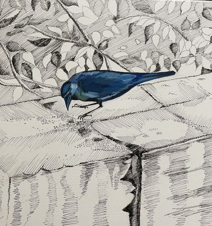 Pintura intitulada "Breakfast" por Simple Mohanty Pani, Obras de arte originais, Tinta Montado em Armação em madeira