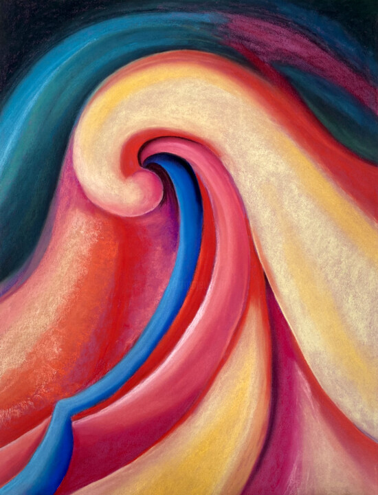 Dessin intitulée "Dessin abstrait en…" par Mylène Gandon, Œuvre d'art originale, Pastel