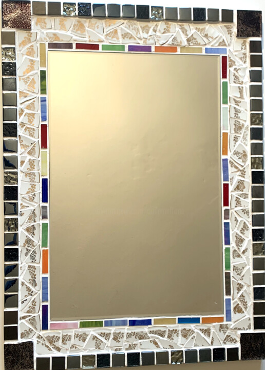 miroir mosaïque " Odessa" blanc- noir-multicolore 45 X 61 cm 设计, 24x17.7 in