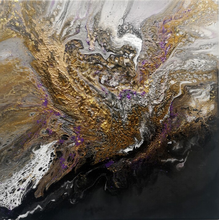 Schilderij getiteld "Abstract Black Pain…" door Tatiana Zhuravleva, Origineel Kunstwerk, Acryl