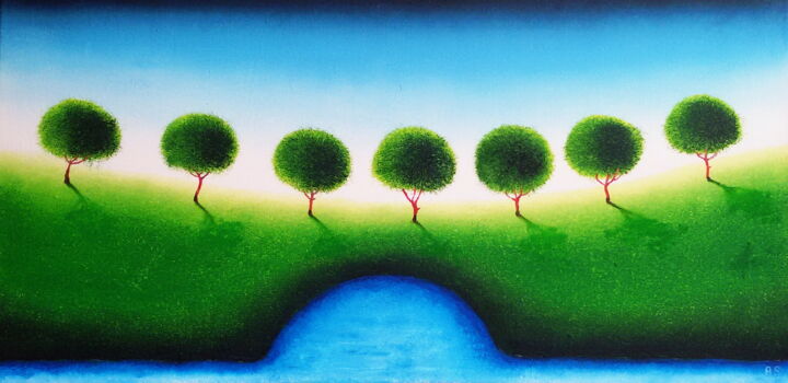 Зелёная линия 绘画, 15.8x31.5 in