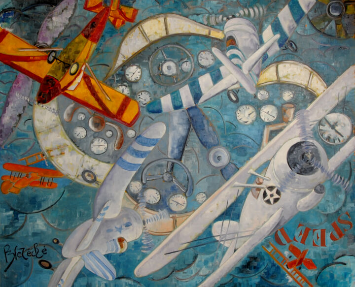 Vue du ciel 绘画, 48.4x58.7 in